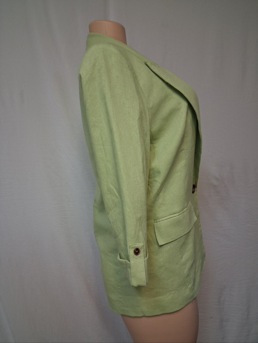 Ophelia Roe Womens Light Green Single-Button Linen Blend Blazer - Picture 5 of 16